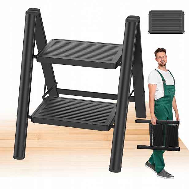 Žebřík Lehký Skládací Kov Žebřík Schůdky 2 Stupně Max 150 Kg