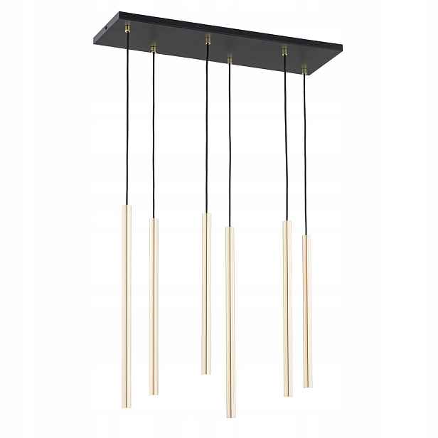 Závěsná kaskádová lampa 6 rampouchů zlatá obdélníková 70 cm nastavitelná Emibig