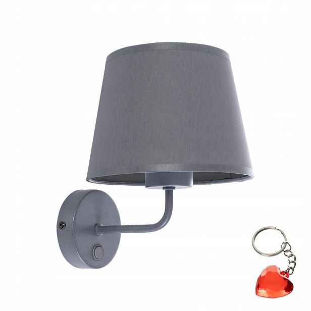 Lampa Nástěnné svítidlo Šedá Látka E27 15W Vypínač Tk Lighting