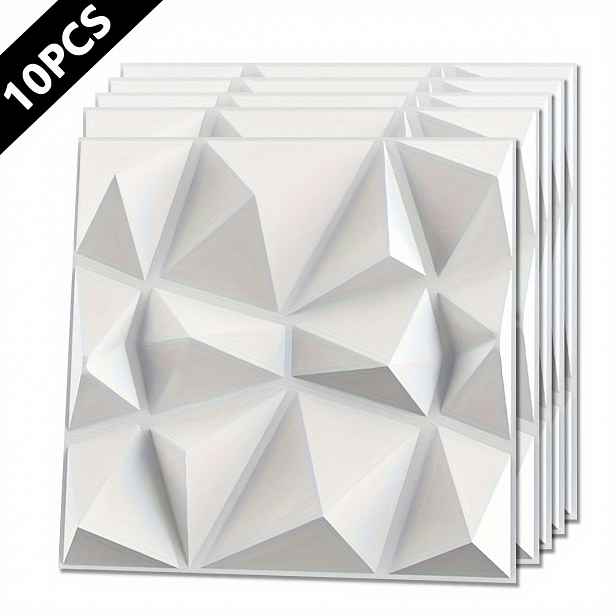 TEMU 10 ks Diamantové Vzorované Vinylové Obklady, 3D Texturované Panely, Voděodolné PVC, Snadno Čistitelné a Střihací, Ideální do Kuchyně, Obýváku,