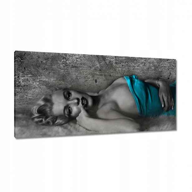 Obrazy 115x55 Marilyn Monroe v tyrkysové barvě