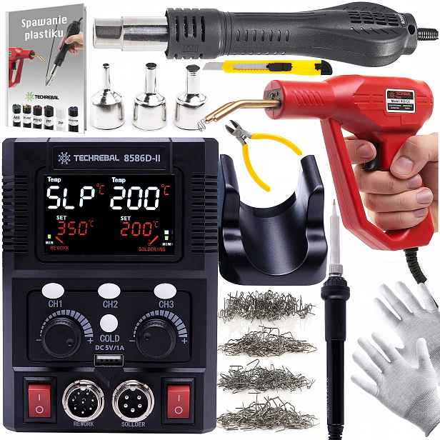 Pájecí stanice Hot Air 2v1 Sešívačka plastů Techrebal 8586D-II 760W