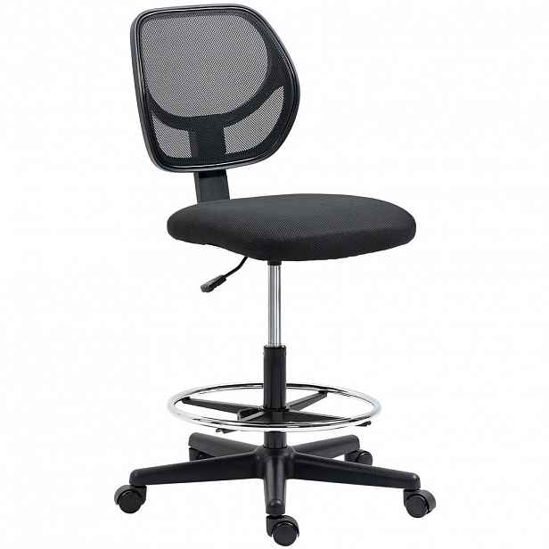 SHOPENTRA STOJACÍ židle, černá, ergonomická, s opěrkou nohou, výškově nastavitelná