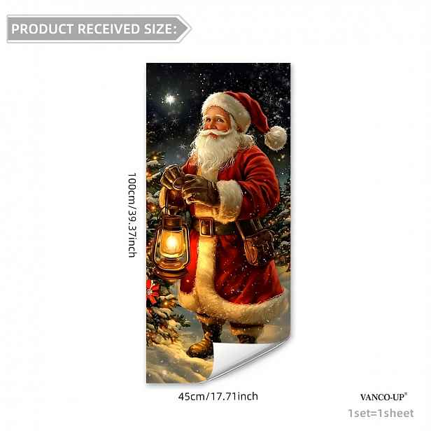 TEMU Velká statická dekorace na Vánoce (45*100 cm) s 2D Santa Clausem a nápisem "Veselé Vánoce" k ozdobení oken během sváteční sezóny (DJ6093-ZY)