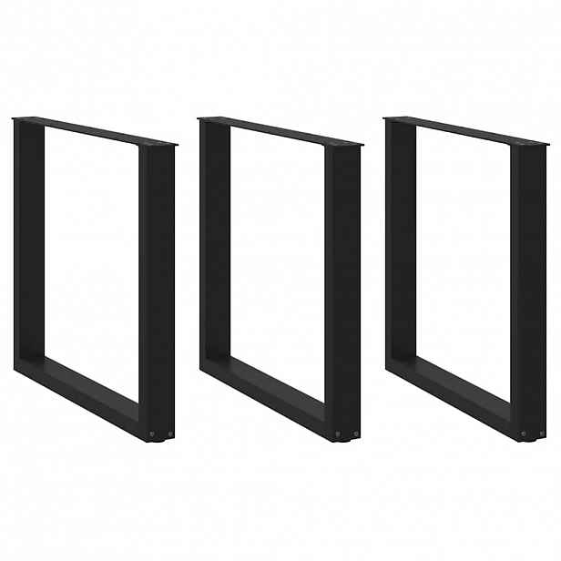 vidaXL Nohy k jídelnímu stolu ve tvaru U, 3 ks, černé, 80 x (72-73) cm, ocel