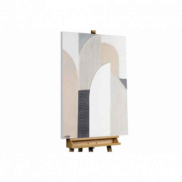 KUNSTLOFT RUČNĚ MALOVANÝ AKRYLOVÝ OBRAZ BÍLÝ/BÉŽOVÝ, 75/100 CM
