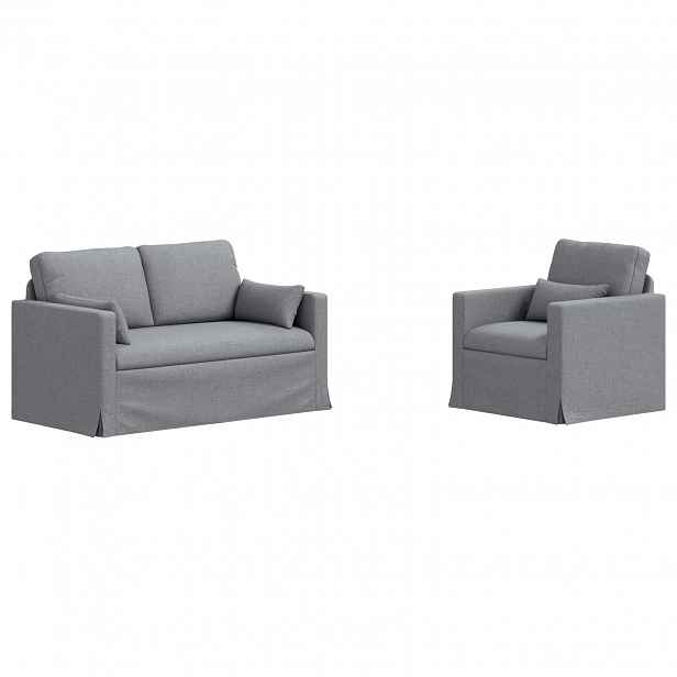 vidaXL Set pohovek 2 ks Světle šedá textil