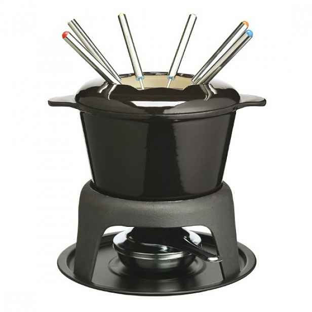 8dílná sada na fondue, smaltovaná litina, černá - MasterClass