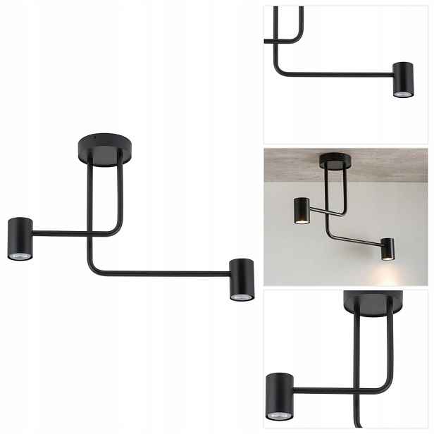 Černá stropní lampa Luis do pracovny, vyřezávaná, moderní forma Sigma Lighting