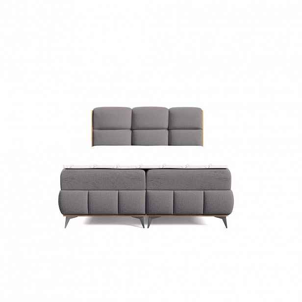 Home Collective BOXSPRINGOVÁ POSTEL s úložným prostorem a topperem 200x200 cm šedá