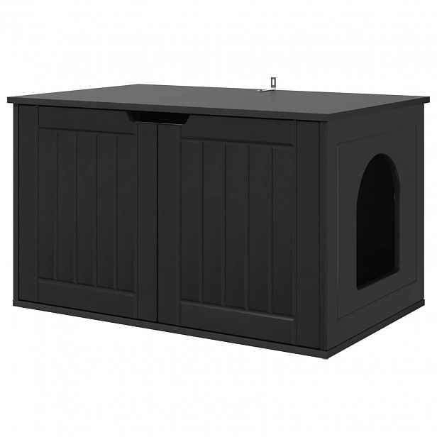 vidaXL Kočičí dům Černá 85 x 55 x 50,5 cm Kompozitní dřevo