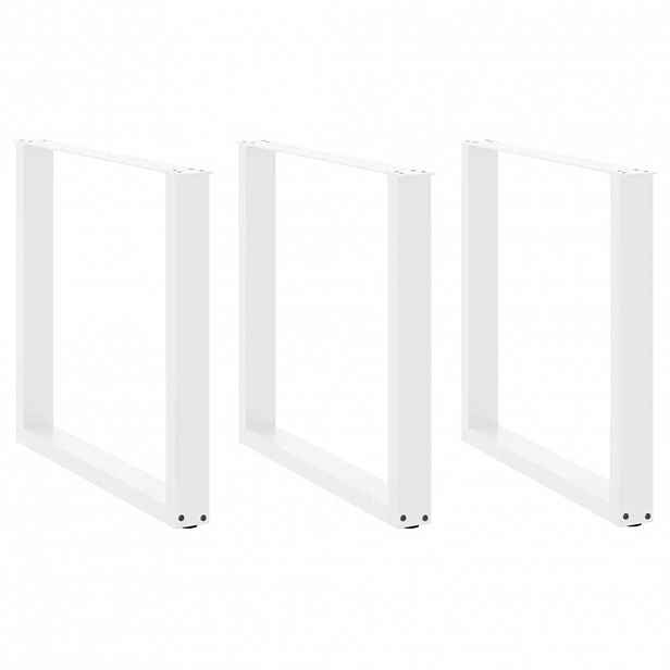 vidaXL Nohy k jídelnímu stolu ve tvaru U, 3 ks, bílé, 80 x (72-73) cm, ocel