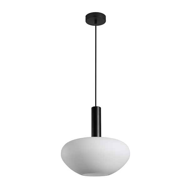 Italux Lampa Gater černá moderní stropní 1xE27 opálové stínidlo