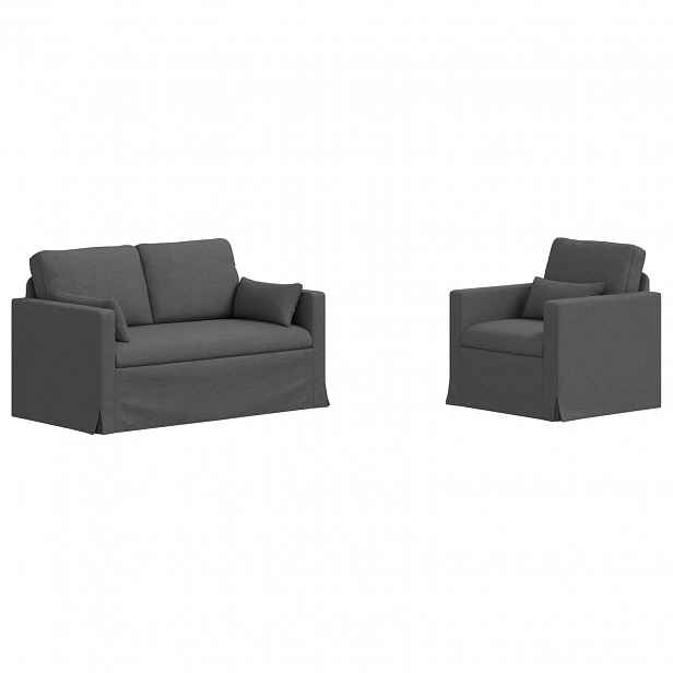 vidaXL Set pohovek 2 ks Tmavě šedá textil