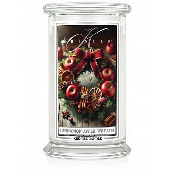 Cinnamon Apple Wreath – Kringle Candle – velká svíčka se dvěma knoty (624 g)