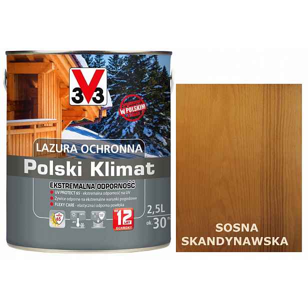 Lazura V33 Polský Klima 12 Let Borovice Skandinávská 2,5L