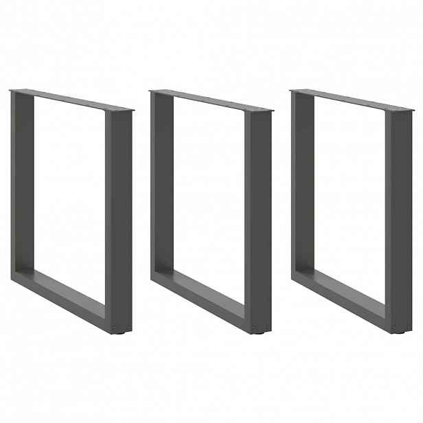 vidaXL Nohy k jídelnímu stolu ve tvaru U, 3 ks, antracitové, 80 x (72-73) cm, ocel