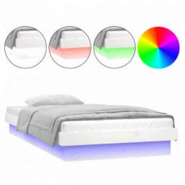 vidaXL Rám postele s LED světlem bílý 90 x 200 cm masivní dřevo