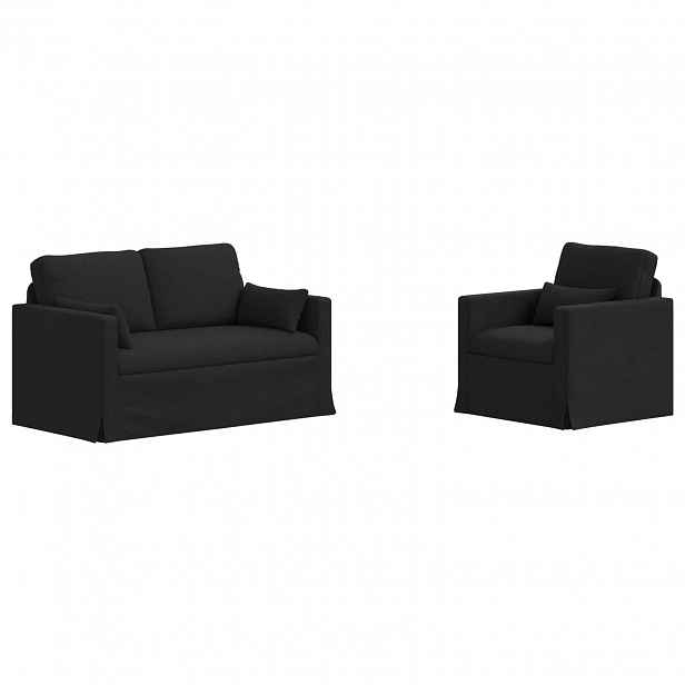 vidaXL Set pohovek 2 ks Černá textil