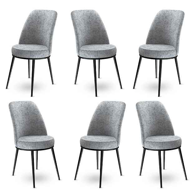 Sada židlí (6 kusů) Dexa - Grey, Black
