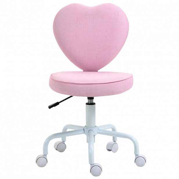 SHOPENTRA OTOČNÁ židle, růžová, ve tvaru srdce, lněná, ergonomická