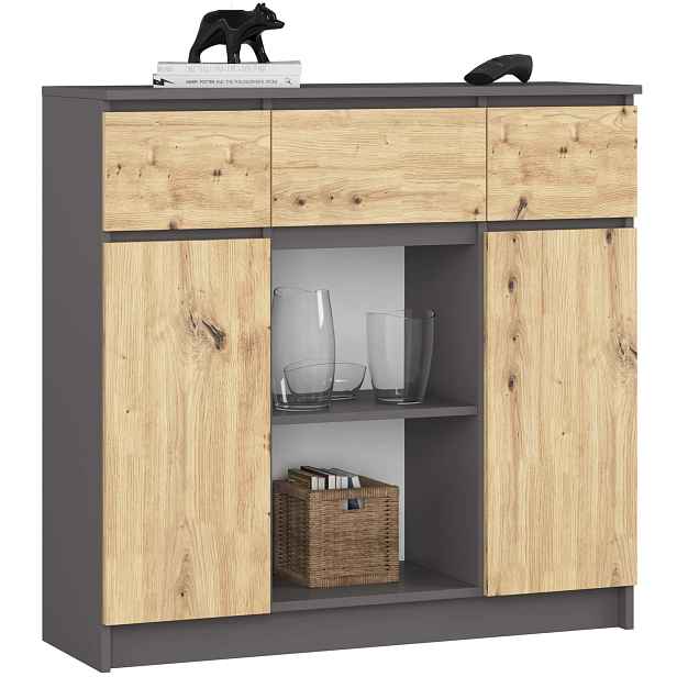 Ak furniture Komoda Baros 100 cm grafit/dub artisan