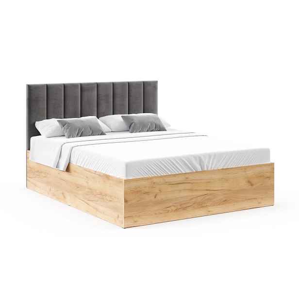 FDM Postel Grenada se zvedacím roštem Paris antracit/dub craft, velikost 160x200