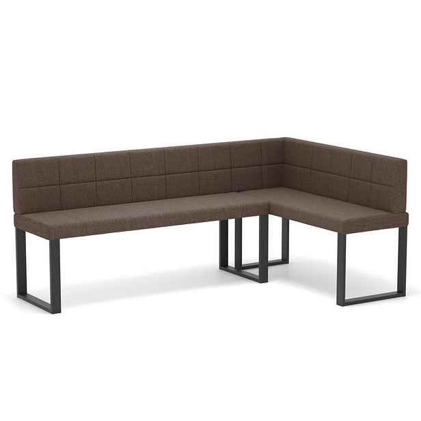 Idohome ROHOVÁ LAVICE SANA U pravá tkanina prošívaná, 142/196 cm, hnědá