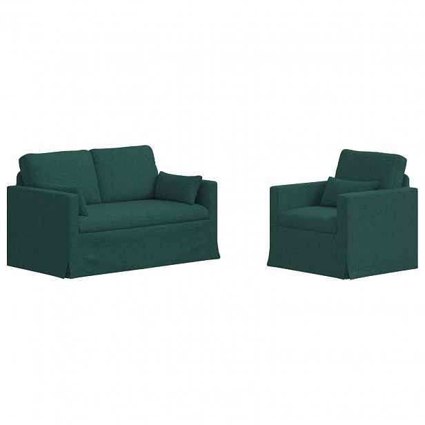 vidaXL Set pohovek 2 ks Tmavě zelená textil