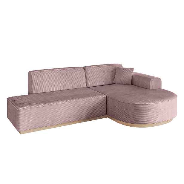 ALTDECOR ROHOVÁ SEDAČKA s otomanem, pravá ARRIO-L1 243x171x83 Růžová Manšestr