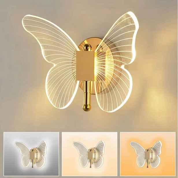 Moderní Nástěnné Led Svítidlo Zlaté Nástěnné Svítidlo Na Schody, Motýlková Lampa 10W