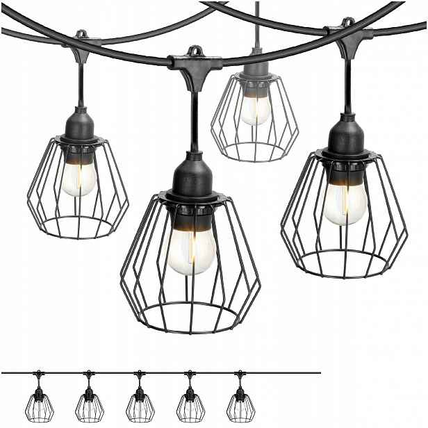 Set Crete Zahradní girlanda 5 m kabel 5 m 5 x stínidlo černé D1 žárovky
