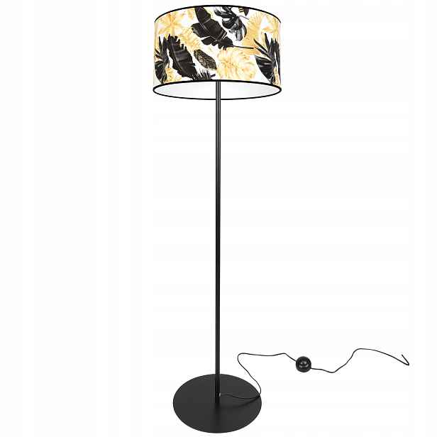 Stojací Lampa Elegantní Stínidlo Zlaté Květiny Led