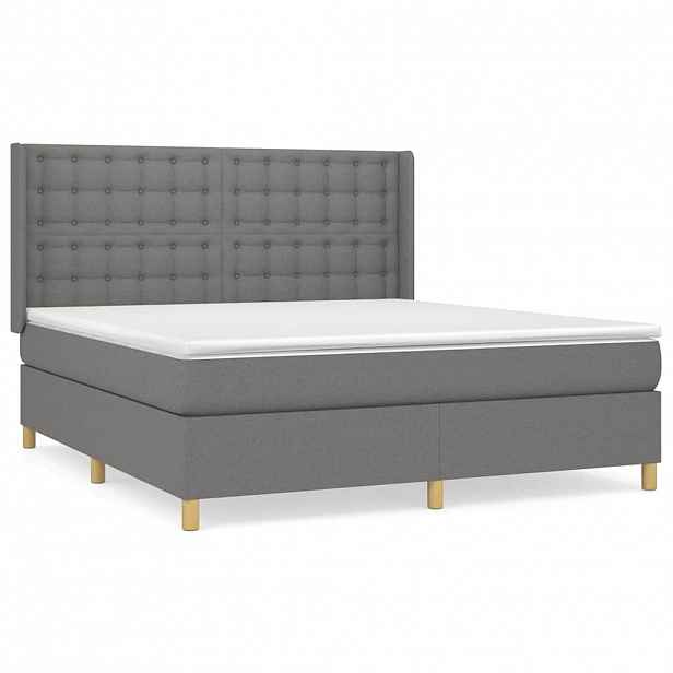 vidaXL Box spring postel s matrací tmavě šedá 160x200 cm textil