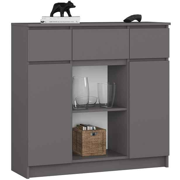 Ak furniture Komoda Baros 100 cm grafitová