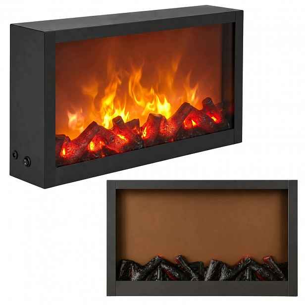 Elektrický Kovový Dekorativní Krb Led 10X41X25 CM, Černý, Vhodný Do Interiéru