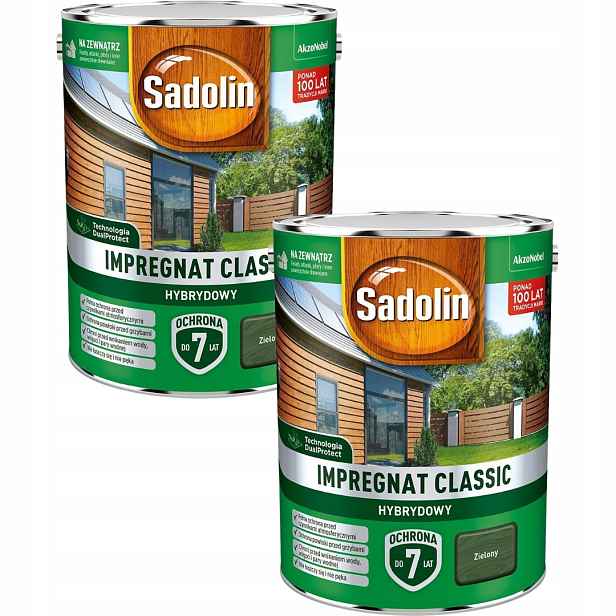 Set Sadolin Classic 2x4,5L Hybridní Impregnat Na Dřevo Zelený 9L