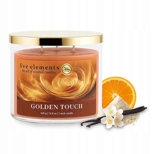 Svíčka Pět živlů Golden Touch, 420 g, 3 knoty