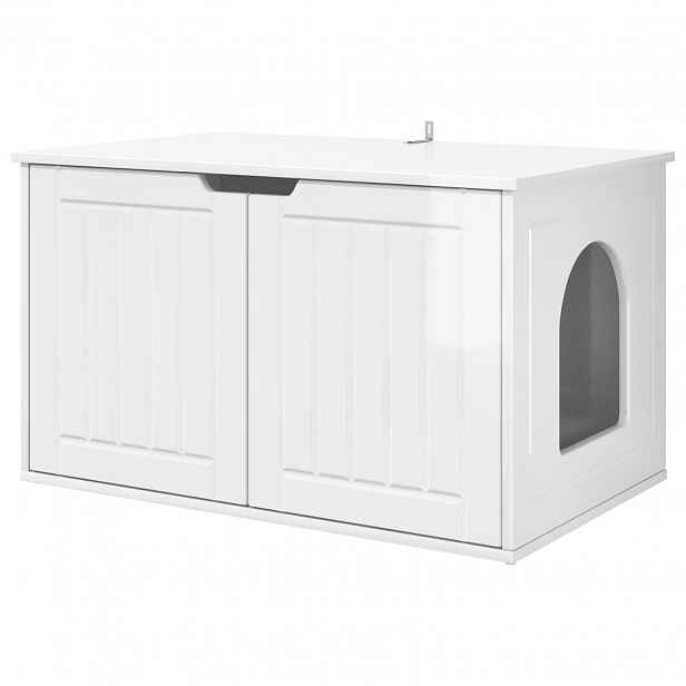 vidaXL Kočičí dům Lesklá Bílá 85 x 55 x 50,5 cm Kompozitní dřevo