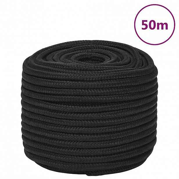 vidaXL Lodní lano celočerné 12 mm 50 m polypropylen