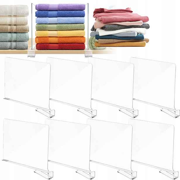 8 x Organizér Do Skříně Přihrádka Oddělovač Průhledný Organizér 30x20cm