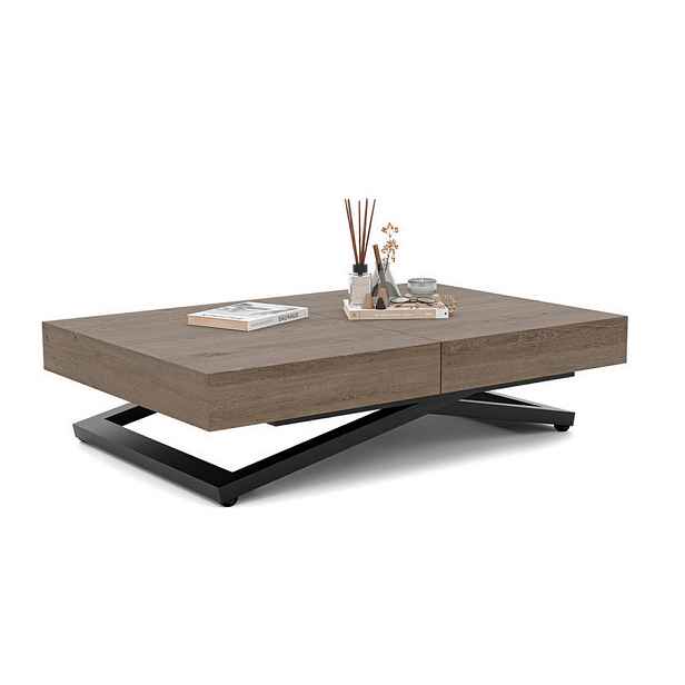 Idohome KONFERENČNÍ STOLEK SANELLE rozkládací se zvedací deskou, 120/80/76 cm, černý / dub Davos