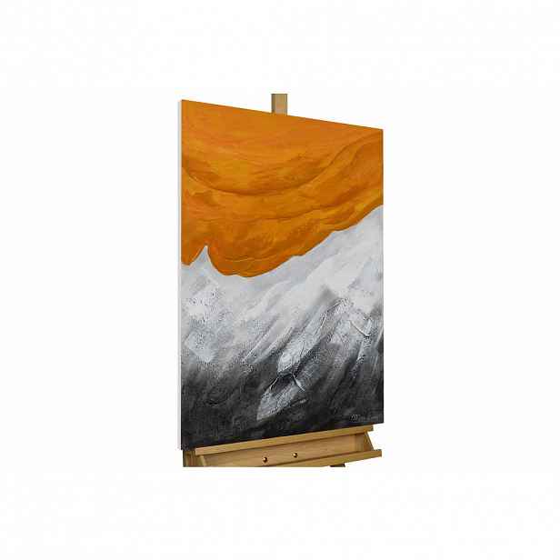 KUNSTLOFT RUČNĚ MALOVANÝ AKRYLOVÝ OBRAZ ŠEDÝ/ORANŽOVÝ, 60/90 CM
