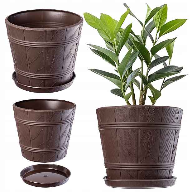 Květináč Obal Na Květináč 38 Cm Dřevěný Plastový Květináč