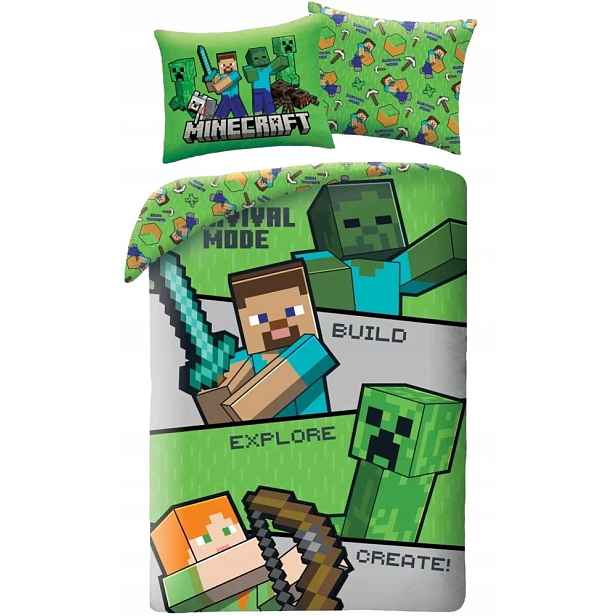 Oboustranné ložní povlečení z mikrovlákna Survival Mode Minecraft