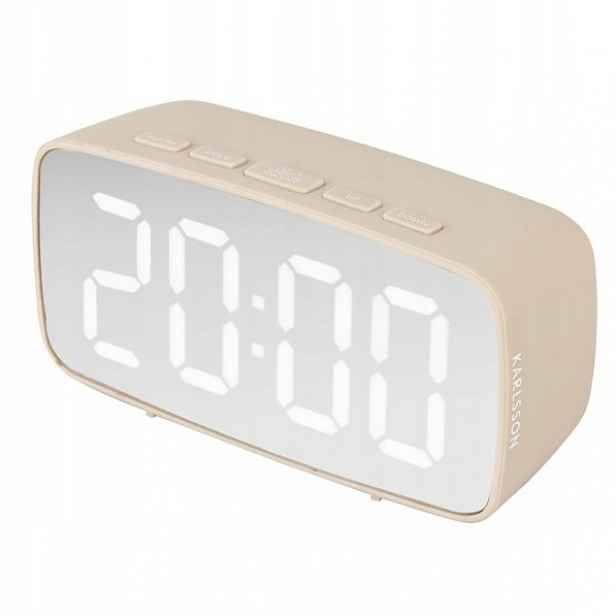Stolní budík oválný Silver Mirror Led šedý