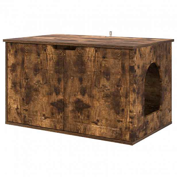 vidaXL Kočičí dům Kouřový dub 85 x 55 x 50,5 cm Kompozitní dřevo