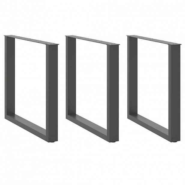 vidaXL Nohy k jídelnímu stolu ve tvaru U, 3 ks, antracitové, 90 x (72-73) cm, ocel