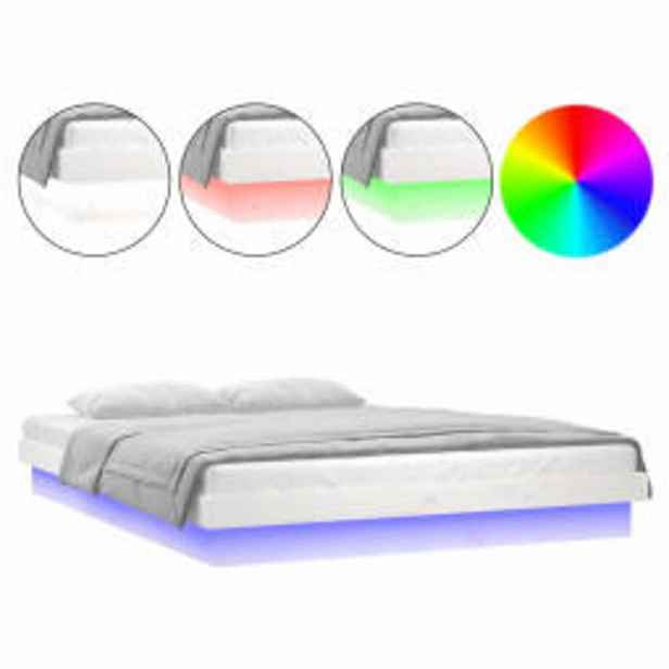 vidaXL Rám postele s LED světlem bílý 140 x 200 cm masivní dřevo