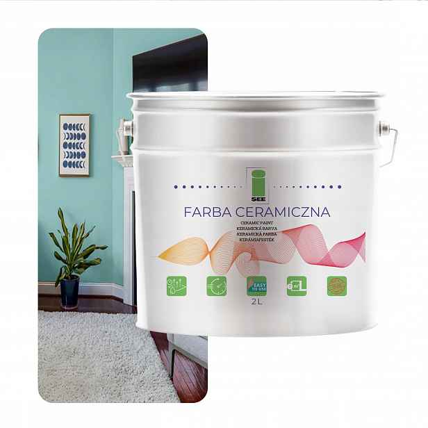 Barva Na Stěny Keramická, Omyvatelná, Modrá, Tyrkysová, 2 L, Odolná Vůči Skvrnám
